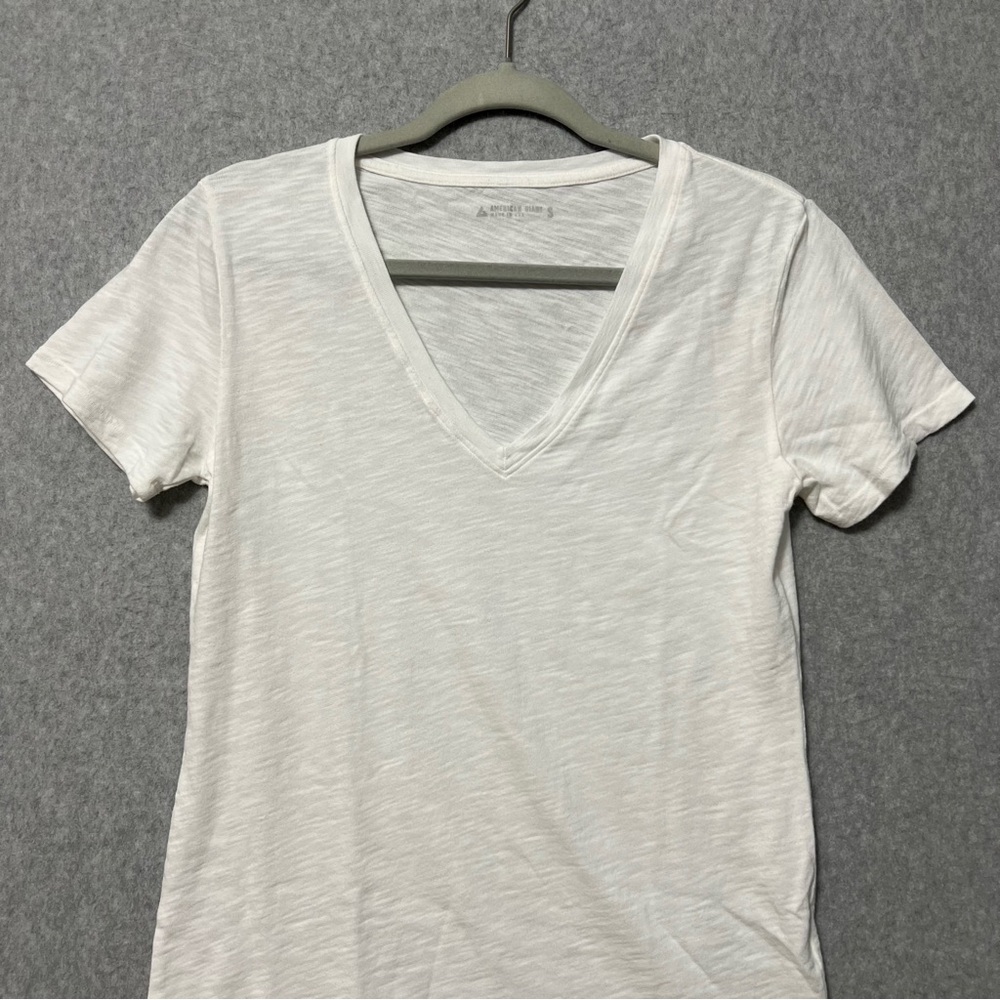American Giant Womens Premium Slub V-neck Tee Size Small White Short Sleeve - Picture 4 of 9